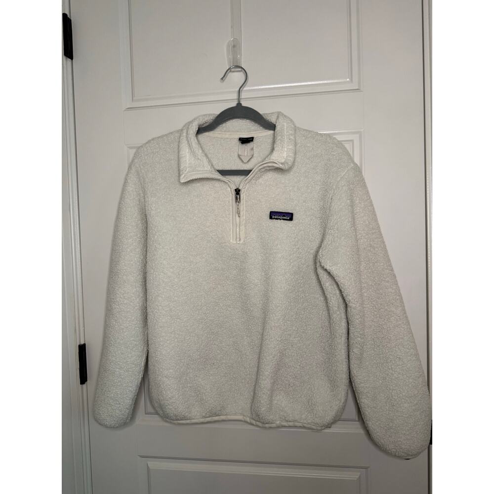 Patagonia neutral off-white teddy 1/4 zip fleece pullover women’s small